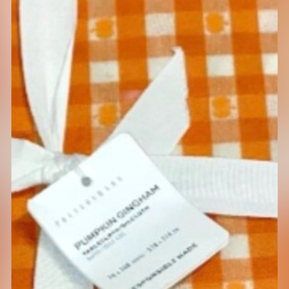 Pumpkin Gingham Pottery Barn Oilcloth Tablecloth Pottery Bar 70 in. x 108 in.